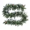 Dekorativa blommor Jul Garland Snow Flocked Garlands Decoration Green Xmas Festive Wreath With Berries Pinecones #T1G