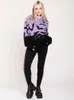 Swetry damskie Yangelo gotycki wzór nietoperzy sweter y2k ubrania ciepłe fioletowe szwy z długim rękawem pullover jesienna zima 230109