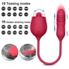 Sex toys Massager 2 in 1 Rose Vibrators Female Tongue Licking Clitoris Stimulator Dildo Telescopic g Spot Vibrating Egg Toys for Women Adults