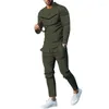 Tracksuits herenpak voor heren Spring en herfst tweedelige bemanningslange long-mouwen T-shirt broekpakcasual sportkleding voor mannen