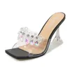 Sandals Mclubgirl Wine Glass With Rhinestone Strap High Heels Square Toe Fashion Stiletto Women Open Crystal Shoes LFD