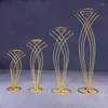 Party Decoration Tall Gold Metal Flower Stand Vase Set For Wedding Desktop Event Rectangle Frame Centerpiece Yu2362