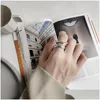 Silver 100 925 Sterling Sier Rings for Women Heavy Mtilayer flätade ringflickor Justerbart öppet uttalande smycken Drop Delivery Fine DHBIP