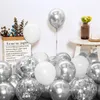 Andra dekorativa klistermärken 102st Metal Silver White Balloons Garland Arch Kit Conffeti Balloon Globos för Baby Shower Birthday Wedding Party Decor 230110