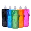 Tumblers Portable Tralight Foldbar Sile Bag Water Bottle Outdoor Sport Supplies Handing Cam Soft Flask Drop Delivery Home Kit DHT2N