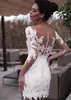 Abiti da sposa di lusso 2 in 1 guaina con gonna staccabile Appliques in pizzo a torro a torna 3/4 abiti da sposa a due pezzi 2023