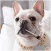 Köpek yakaları tasar moda metal zincir yaka ağır hizmet tipi eğitim pitbl evcil hayvan kolyesi küçük orta büyük köpekler Küba Drop Deliv dhvwk