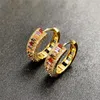 Hoop Earrings Design European And American Fashion Niche Color Zircon Ear Clasp Brass Gold-plated Simple Ring.