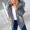 Women's Down Parkas Wool Collar Cowboy Splicing Denim Coat Winter Women Long Sleeve Thicken Faux Fur Hood Plush Jackets Warm Plus Size Jacket 230109