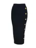 Rokken Aankomst Women Button Zwart Blue Red BodyCon Bortry Designer High Waist Street Party Club Pencil 75cm 230110