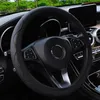 Steering Wheel Covers Black Leather Car Cover Breathable Anti-slip Accessories For 37-38cm Outside Diameter