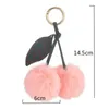 Key Rings Fashion New Cute Fluffy Artificial Rabbit Fur Ball Pompom Leaf Sweet Keychain Cherry Car Ring Handbag Pendant Women Gifts Dhswm