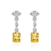 Boucles d'oreilles pendantes grand cristal pour femmes Style coréen couleur or goutte mariage bijoux à la mode cadeau