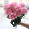 Oggetti decorativi Figurine 15pc Real Touch Rose Branch Latex Bouquet artificiale Decor Home Wedding Party San Valentino Regalo di compleanno Fiori finti 230110
