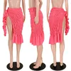 Kjolar sexig snör upp hög delad kjol kvinnor veckade klubb mode strandkläderbottnar
