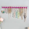 Pochettes à bijoux, support suspendu, organisateur mural en bois avec crochets à boule ronde pour contenir des boucles d'oreilles, des bracelets, des colliers, des accessoires pour cheveux