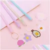 Stylos Gel 36 Pcs / Lot Omelette Avocat Pendentif Stylo Kawaii 0,38 Mm Encre Noire Neutre Bureau École Fournitures D'écriture Papeterie Cadeau Dro Dhknx