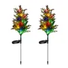 Decorative Flowers Garden Tree Stakes Solar Light Pine Lights Christmas Ground 2 Pack Color Changing Modes