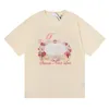 ハイストリートメンズTシャツレディースファッションローズミラープリントTシャツ夏半袖ティーサイズS-XL