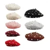 Berets Fashion Wool Women Winter Luxury Pearl Cashmere Female Warm Beret Hats Girls Flat Cap Painter Caps Boina Femme Gorras