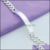 Link Chain 925 Sterling Sier 10mm Smooth Sidways Armband f￶r m￤n Kvinna Charm Wedding Engagement Party Fashion Jewelry 1273 T2 Dro Otzog