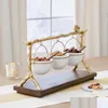 Dishes Plates Gold Oak Branch Snack Bowl Stand Resin Christmas Rack With Removable Basket Organizer Party Decorations Drop Deliver Dh1Im