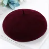 Berretti WZCX Versione coreana Autunno Inverno Tinta unita Donna Berretto Mantieni caldo Lana Casual Marea Pittore Cappello per adulto Cappello in feltro