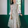 Etniska kläder 2023 Vintage Standing Collar Improved Qipao Cheongsam Dress Brodery Patchwork Floral Elegant Fairy Daily G803
