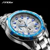 Wristwatches SINOBI Stainless Steel Watchband Blue Dial Men Quartz Watches Man Fashion Sports Clock Hour Time Relogio Masculino