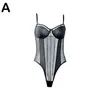 Dames shapers dames bodysuit shapewear sexy diep v-neck kanten mesh splicing taille trainer verstelbare riem gevulde push-up bh corset top