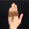 حبات صلاة السقوط Sennier Wenge Beads للرجال البوذي البوذي Mala Buddha سوار 108 مسبحة خشبية الإسهال المجوهرات