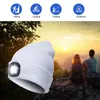 Cappellini da ciclismo USB LED Beanie Multiuso Mantieni caldo Cappello Luci Ricaricabile Staccabile Luminosità a 3 marce Unisex per la pesca notturna