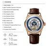 손목 시계 Hazeal Tourbillon Men Watch Mens Automatic Watche Luxury 50m 방수 기계식 손목 시계 사파이어 거울 가죽 스트랩