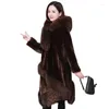 Pelliccia da donna All-In-One Giacca da donna 2023 Inverno Imitazione Visone Cappotto di velluto Cappotto di media lunghezza Capispalla femminile Tosatura delle pecore Cappotto