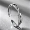 Band Rings S925 Sier Antique Fashion Crossed Adjustable Women Jewelry Drop Delivery Otepi