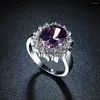 Anneaux de mariage mode blanc CZ violet zircon cubique bijoux pour femmes couleur argent rempli cadeau bague de fête AR2106