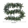 Decorative Flowers Christmas Garland Snow Flocked Garlands Decoration Green Xmas Festive Wreath With Berries Pinecones #t1g