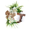 Decorative Flowers Easter Cross Wreath With Bow Rattan Ring Garland Hanging Ornament For Home Front Door Wall Garden Spring Decoration Gift