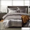 Bedding Sets Solid Satin Silklik Linen Court Style Bs43 Duvet Er Set Pillowcases Ers Twin King Queen Single 2/3 Pcs Drop Delivery Ho Otdcl