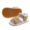 First Walkers Kleinkind-Babyschuhe, Jungen- und Mädchen-Kleinkind-Flats, Sommer-Sandalen, PU-Leder, weiche Gummisohle, rutschfeste Krippenwanderer