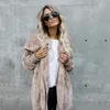 Kvinnors stickor Tees Harajuku Kvinnor Loose Long Cardigan Autumn Winter Sleeve Imitation Fur Cardigans Ladies Warm Coat Outwear 230109