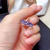 Anneaux de cluster Le cadeau pour l'engagement Tanzanite Bague 925 Sterling Silver Fine Bijoux