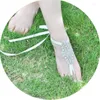 Anklets lyxiga strass fotring barfota sandaler strand bröllop anklet vita sexiga smycken skor