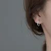 Boucles d'oreilles cerceau 14mm 925 argent femme boucle d'oreille Simple carré mince pour femmes femmes filles dame brillant diamants Zircon