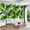 Papéis de parede personalizados 3D papel de parede mural tropical florestas de banana folhas de murais sala de estar restaurante Cafe Papel de parede m dhljx