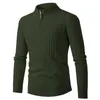 Heren Truien Heren Kwart-Zip Trui Lange Mouwen Soft Touch Coltrui Gebreide Pullover Heren Zwart