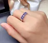 Anneaux de cluster Le cadeau pour l'engagement Tanzanite Bague 925 Sterling Silver Fine Bijoux