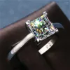 Bröllopsringar Visisap Simple Square Zircon for Women Shiny Big Stone High Prong Seting Love Ring Anniversary Jewelry F266