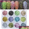 Nail Glitter 12Jar / Set Laser Rainbow Art Glitters Paillettes Feuille Poudre Diamant Holo Flake Colorf Flocons Holographiques Drop Livraison He Dhpnn