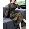 Casual Dresses 4XL Women's Dress Spring Autumn Long-sleeved Printed Sexy Middle Aged Mother Long Elegant Party Vestidos L222